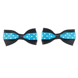 POLKA DOT BOWS - BLACK/BLUE - 2-PACK (Aria)