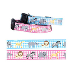 PUPPY COLLAR &amp; LEASH SET ZOO - BLUE ()