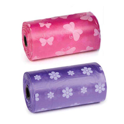 PEACE & LOVE Poop Bags - Pink & Purple (2 rolls)