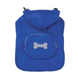 Fleece-Lined Pocket Rain Coat - Blue