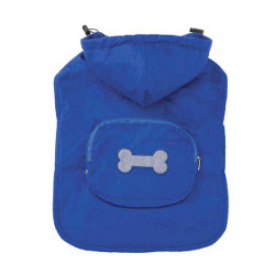 FLEECE-LINED POCKET RAIN COAT - BLUE (Casual Canine)