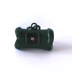 Bone Shaped Holder with Poop Bags - Dark Green