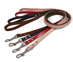 LEATHER LEASH - RED ()