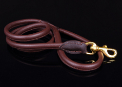 ROUND LEATHER LEASH - BROWN ()
