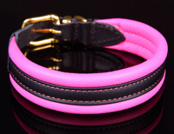 SUPERIOR LEATHER COLLAR PLUS - HOT PINK ()