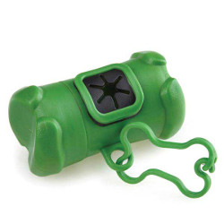 BONE SHAPED HOLDER WITH POOP BAGS - GREEN ()