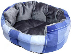 CHECKERED DOG BED - BLUE ()