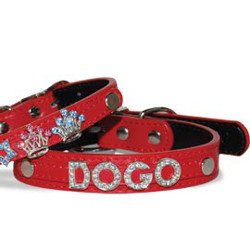 LEATHER COLLAR FOR CHARM LETTERS - RED (DOGO)