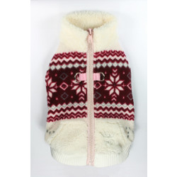 SOFT SNOWFLAKE FLEECE VEST - WHITE/RED (Hip Doggie)