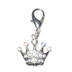 CHARM SILVER CROWN - CLEAR STONES (DOGO)
