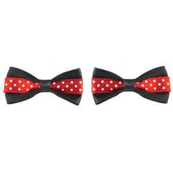 Polka Dot Bows - Black/Red - 2-pack