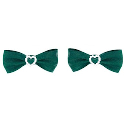 Pearl Heart Bows - Green 2-pack