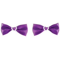 Pearl Heart Bows - Purple - 2-pack