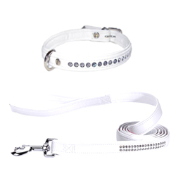 Luxury White Collar & Leash Set