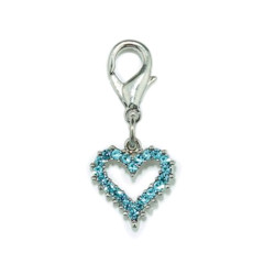 Crystal Heart Charm - Small - Blue