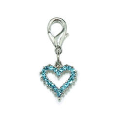 CRYSTAL HEART CHARM - SMALL - BLUE (Aria)