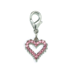 Crystal Heart Charm - Small - Pink