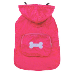 Fleece-Lined Pocket Rain Coat - Hot Pink