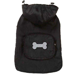 FLEECE-LINED POCKET RAIN COAT - BLACK (Casual Canine)