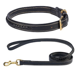 Braided Leather Collar & Leash Set