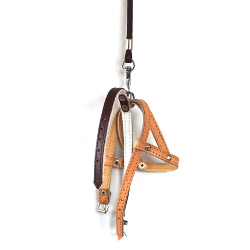 LEATHER COLLAR &amp; HARNESS &amp; LEASH SET - BROWN/BEIGE ()