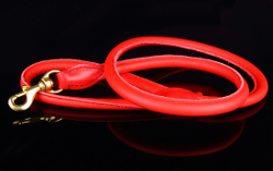 Round Leather Leash - Red