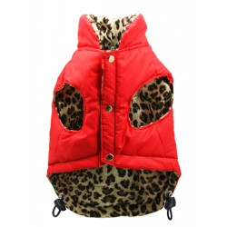 REVERSIBLE PUFFER VEST - LEOPARD/RED (Hip Doggie)