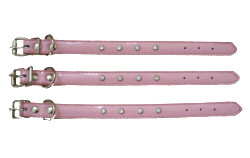 GENUINE LEATHER &amp; RHINESTONES COLLAR - PINK ()