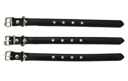 Genuine Leather & Rhinestones Collar - Black