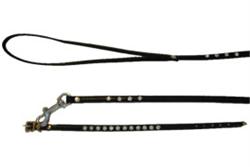 Rhinestone Collar & Leash set - Black